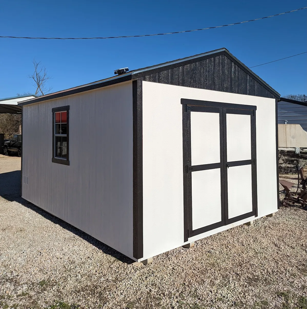 12x20 workshop shed built on-site in Springtown TX