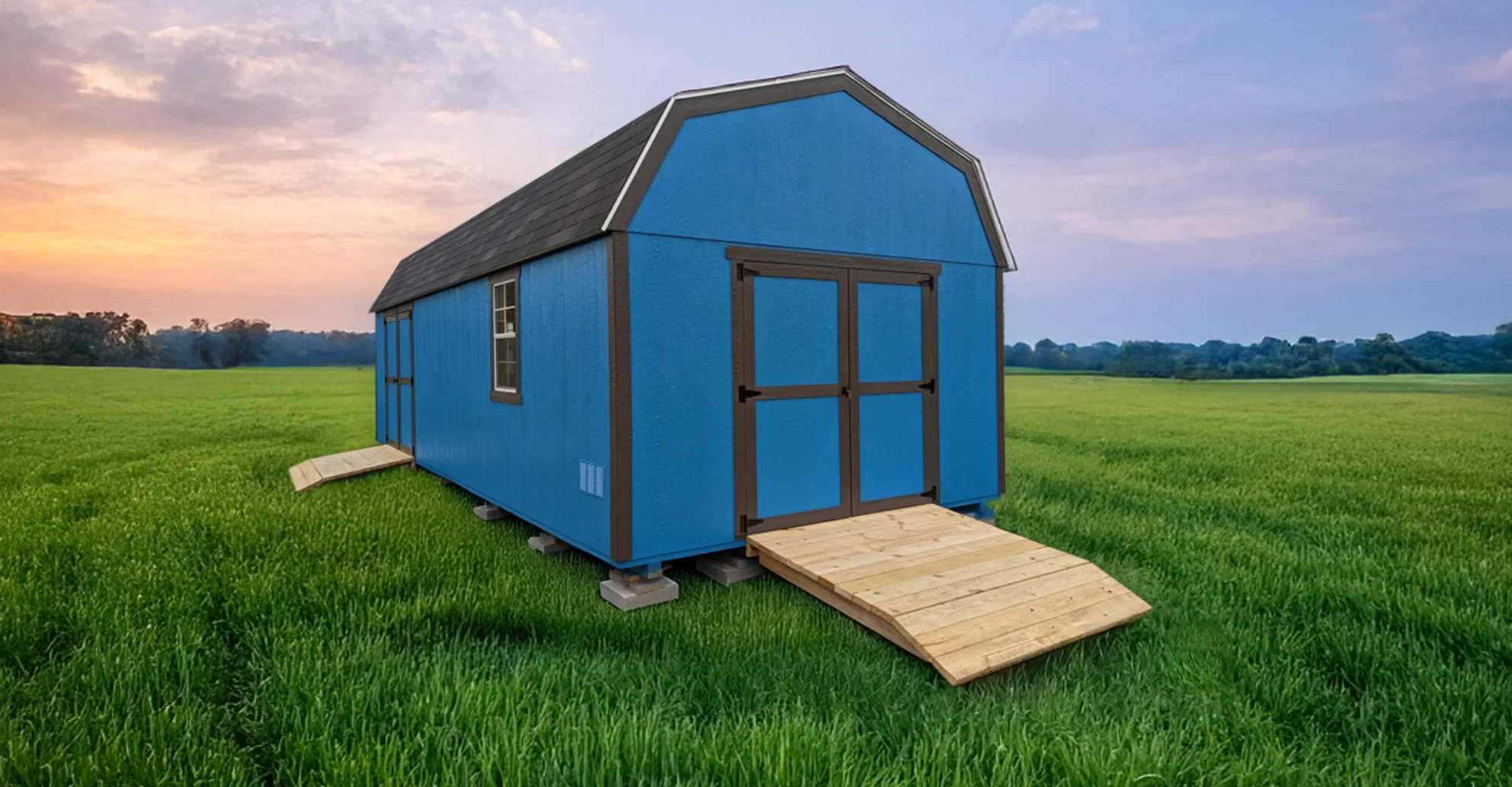 Barn-style shed built on-site in North Texas by a local family-owned builder