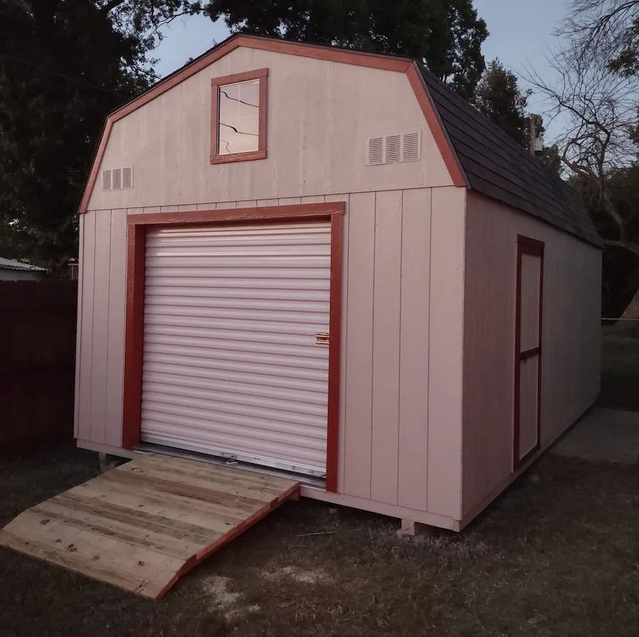 Customer of SE Yard Solutions with their 12x20 storage shed in Fort Worth