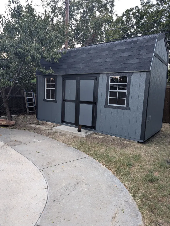 12x24 custom work shed built on-site in Denton, TX by SE Yard Solutions