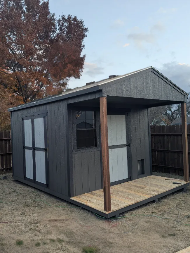Customer of SE Yard Solutions with their 12x20 storage shed in Rhome