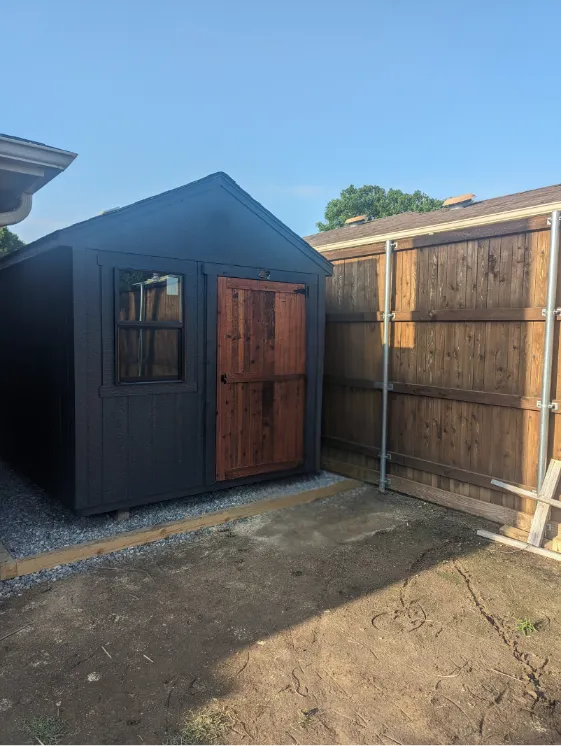 Customer of SE Yard Solutions with their 12x24 storage shed in Azle