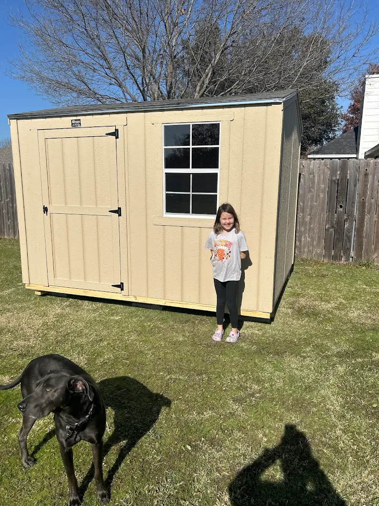 Customer of SE Yard Solutions with their 8x12 garden shed in Azle