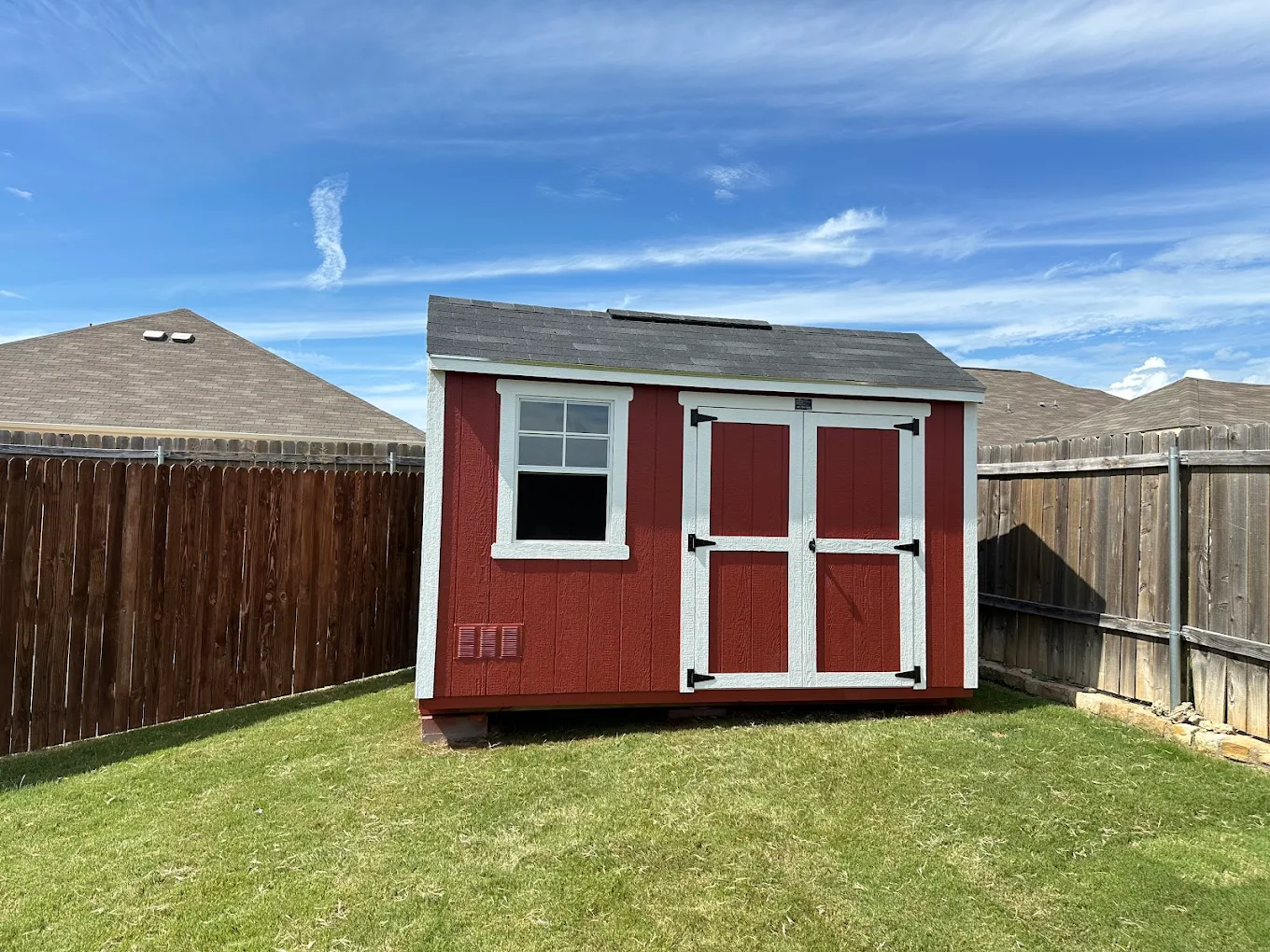 Customer of SE Yard Solutions with their 12x24 storage shed in Springtown